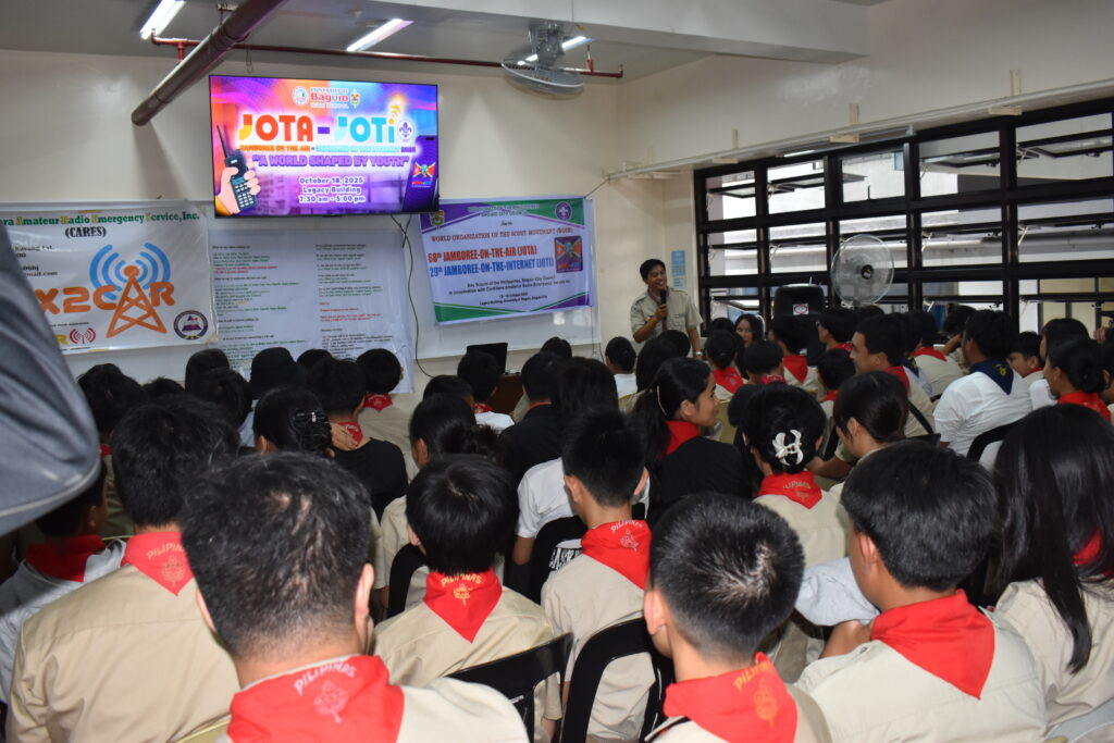 Scouts participate in a training session led by Scouter Nelson Odasco during JOTA-JOTI 2025 at UBHS