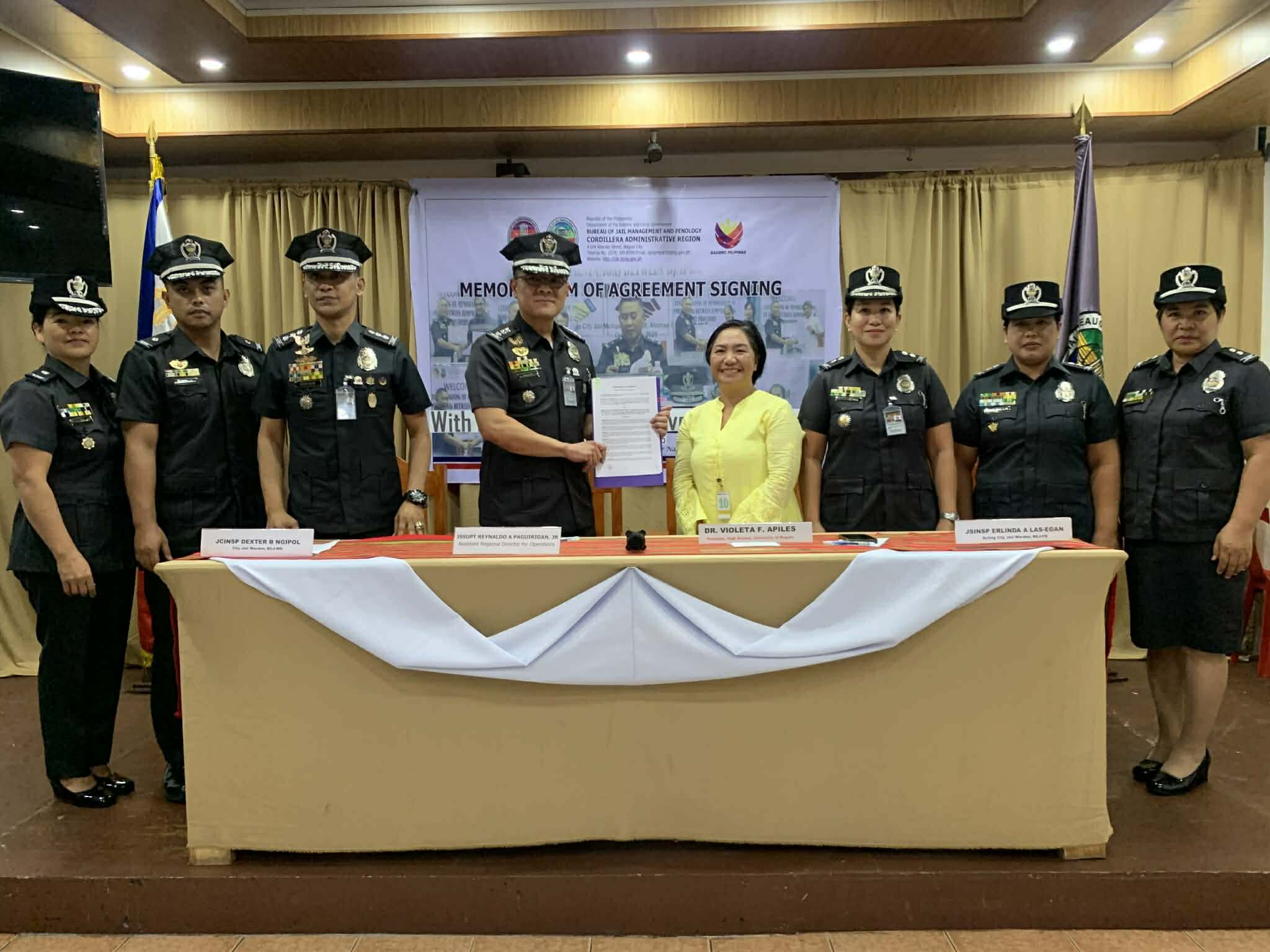 UBHS and BJMP-CAR officials sign a Memorandum of Agreement formalizing their partnership to advance rehabilitation programs for Persons Deprived of Liberty at Baguio City Jail.